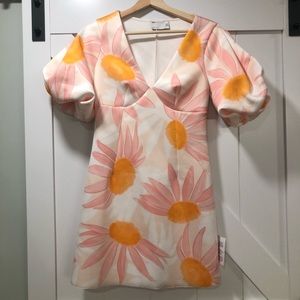 ASOS DESIGNS -  plunge puff sleeve aline mini dress floral print, size 6